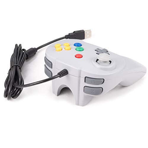 KIWITATA N64 Mini USB Controller, Retro N64 Wired 64-bit PC Remote Upgraded Joystick Game Pad Controller for Windows PC MAC Linux Raspberry Pi Grey - Thumbnail 5