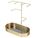 Hemobllo Mehrschichtiger Schmuckständer aus Metall Großer Schmuckorganizer mit Marmormuster Schmuckhalter für Halsketten Armbänder und Ohrringe Schmuckaufbewahrung für Zuhause und Events