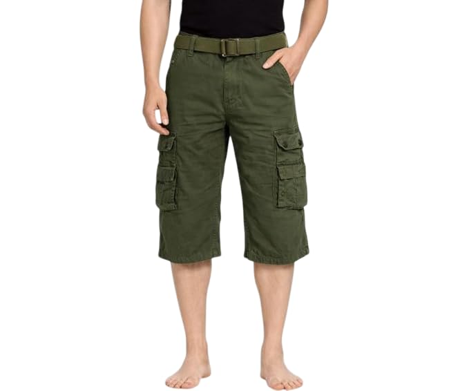 krystle Stylish and Trendy Cotton Cargo 6 Pockets 3/4 Capry for Men's & Boy's (Green)-picture-13