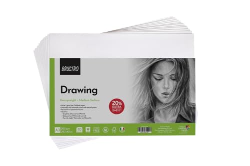 Image of Brustro Artists Drawing Paper 200 GSM A3 (Pack of 10 + 2 Free Sheet)