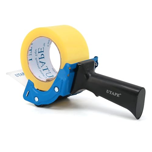 UTAPE Tape Dispenser, 3 inches Packing Tape Dispenser, Rapid Replace Handheld Dispenser in Blue Color, Transparent Tape Refills, Tan & Clear Tape Packing Dispenser, Durable for Moving Boxes by UTAPE - Used condition - US$11.08