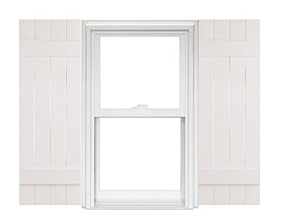 Polaris Homeside 4 Board and Batten Joined Vinyl Shutters (1 Pair) 14-1/2in. x 51in. - 930 White