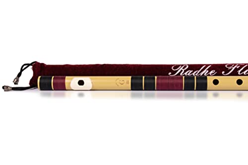 Image of Radhe Flutes PVC Fiber Bass G With Velvet Cover (Beige Flute With Black & Maroon Threads)