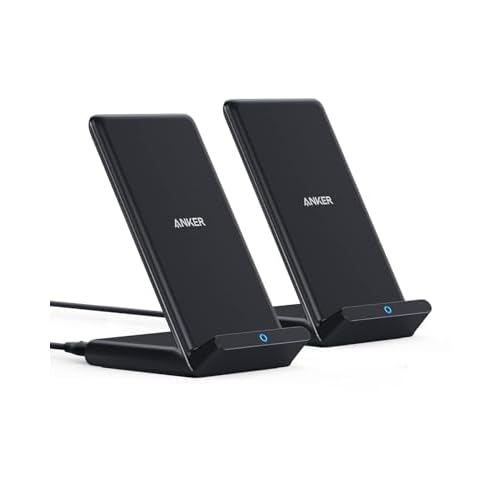 Anker 2-Pack 313 Wireless Charging Stand, Qi-Certified for iPhone 17/16/15/14/13, 10W Fast Charging for Galaxy S23/S22/S21 (No AC Adapter) 2pack Black 2