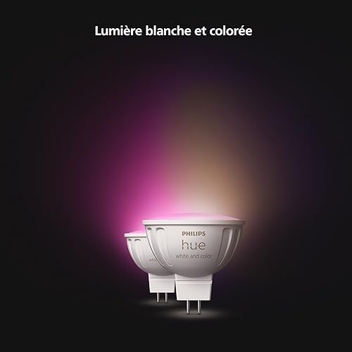 Ampoule connectée PHILIPS HUE MR16 Lumière et colorée Compatible bluetooth Fonctionne avec App et voix - vue 10