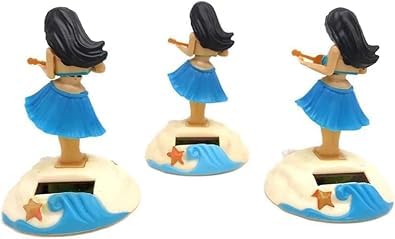 Blue Ornament Car Decor Shaking Head Doll Dancing Hula Girl Solar Powered Hula Girl Solar Dancing Girl Swinging Hawaiian Girl Solar Swinging Doll Decoration