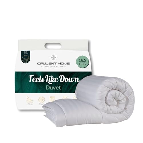 Opulent Home 16.5 Tog Winter Striped Duvet, Premium Ultra-Warm Anti Allergy Quilt Bedding Comforter, Ideal for Cold Weather, King (230 cm x 220 cm)
