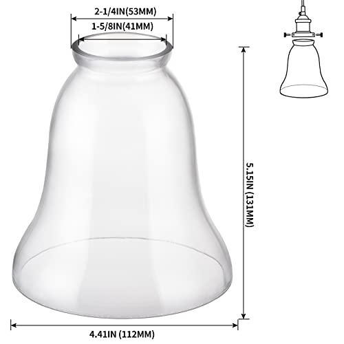 Image of Skelang 2 Pcs Ceiling Fan Light Shade, Lip Lamp shade, Bell Shape Light Fixture Globes Replacement, Clear