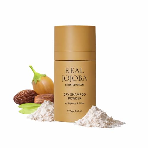 RATED GREEN Jojoba Dry Shampoo Powder for Oily Scalp - Tapioca Silica Oil Control for Greasy Flat...