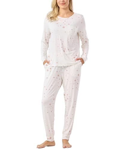 Image of GYS Bamboo Viscose Sleep Sets for Women Long Sleeve Crew Neck Pajama Sets with Pockets