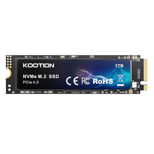 KOOTION SSD 1TB Nvme SSD PCIe 4.0 Interne Festplatte 5200MB/s Lesen, 4500MB/s Schreiben, 1 TB SSD 3D NAND Flash Interne Solid-State-Laufwerk für PS5, Programme, Gaming und Videoschnitt