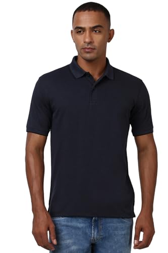 Image of Peter England Men's Premium Branded Regular Fit Half Sleeve Polo T-Shirt | Cotton Rich | Birds Eye Interlock Weave| No Pocket