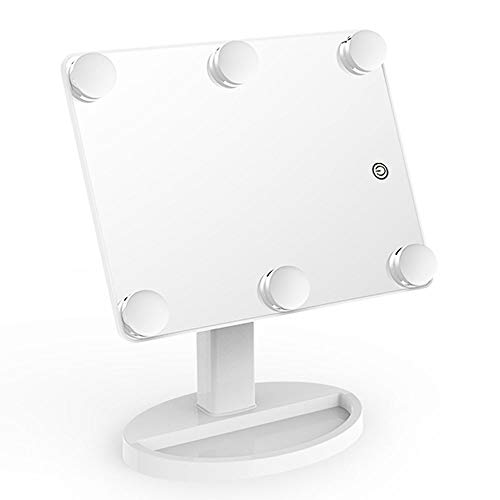 Hollywood Makeup Vanity Mirror with Lights Bedroom Lighted Standing Mirror with Dimmer, Screen Touch Control 360Â° Rotation Tabletop Cosmetic Mirror (White)