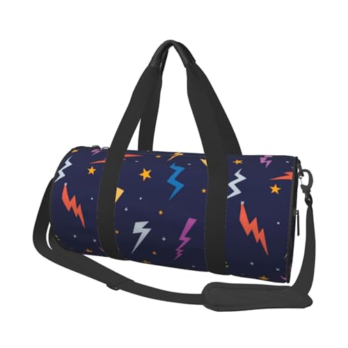 Colorful Lightning Bolts Travel Duffel Bag Large Weekender Overnight Bag Fashion Sports Gym Bags