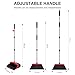 NACENA Broom and Dustpan Set, 52-in Long Adjustable Handle Broom Dustpan Combo with Dustpan Teeth to Automatically Clean Hair Suitable for Home Kitchen Office Hall Floor（Black&Red）