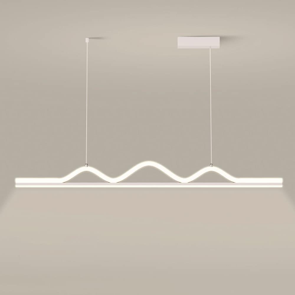 Suspension Linéaire Géométrique À Led Dimmable Pour Salle À Manger, Lampe Suspendue Longue Et Ultra-Mince En Métal Avec Abat-Jour En Silicone, Luminaires Modernes Et Minimalistes Pour Îlot Central (Bl