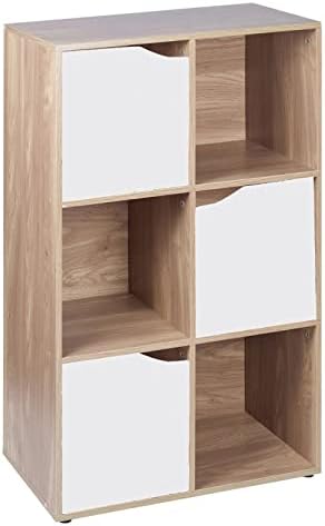 URBNLIVING 6 Cube Oak effect Modular Wooden Bookcase Shelving Display Shelf Storage Unit