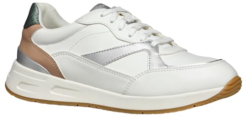 Geox Mujer D Bulmya A Zapatillas, Blanco y Plateado, 40 EU