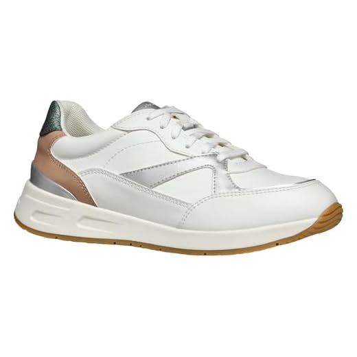 Geox Mujer D Bulmya A Zapatillas, Blanco y Plateado, 40 EU