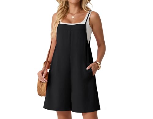 Lepunuo Rompers for Seniors Women Summer Casual Jumpers Boho Short Jumpsuits Overalls with Pockets Vacation