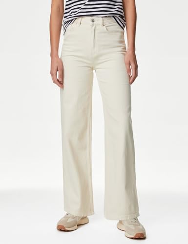 Image of Marks & Spencer Womens Light Wash High Rise Wide Leg Jeans