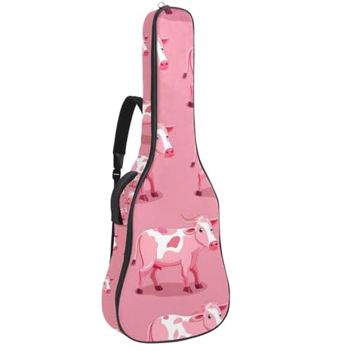 Étui souple pour guitare acoustique rose étanche avec 2 poches de rangement