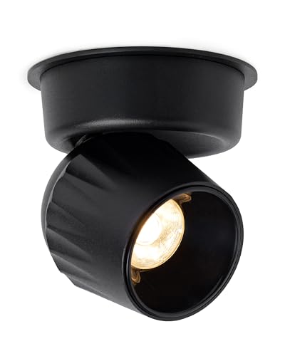 Image of 12W Indoor Ceiling Spotlight, Hardwired Directional Dimmable Fixture | Modern LED Spot Light Indoor, 350 Rotation, Surface Mount Accent Light for Picture Painting Living Room Bedroom, CRI97 White