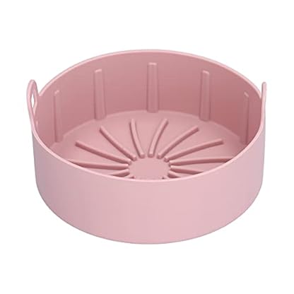 Silikontopf, wiederverwendbare Heißluftfritteuseneinsätze, Heißluftfritteuse-Ersatzschale, Küchenfritteusekorb, Heißluftfritteuse-Backzubehör(Rosa)