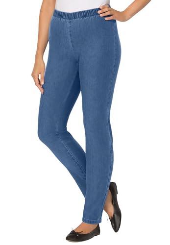 Woman Within Fineline Stretch Denim Skinny Pull-On Jeans