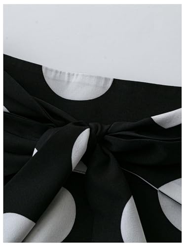 OYOANGLE Women's Polka Dots Ruffle Midi Skirt Bow Tie High Waisted Elegant A Line Skirts3