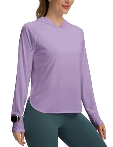 La Mejor Recopilación de Ropa de Pesca para Mujer los 5 mejores. 41 Seamaid Camisa de sol UPF 50+ con capucha SPF de manga larga para mujer, protección UV, ropa para senderismo, pesca al aire última intervensión, Púrpura, Large