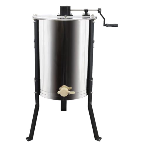 BeeCastle Manual Honey Extractor 3 Frame Stainless Steel Honeycomb Drum Spinner Extractor with Height Adjustable Stand