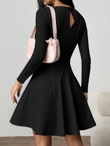 XXTAXN Women's Sexy Crew Neck Long Sleeve Ruffle Hem Cocktail Party Corset Mini Dress3