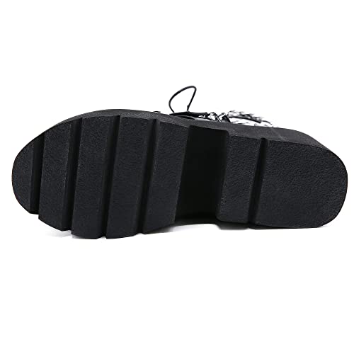 Bottes de combat en cuir synthétique à talon haut chunky - 4
