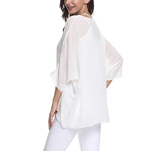 Image of Ckikiou Plus Size Batwing Flowy Semi Sheer Chiffon Blouse Tunic for Women Summer Floral Print Boho Beach Cover ups