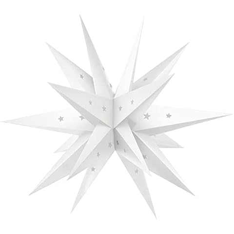 Koicaxy 3D Christmas Star Illuminated Outdoor Battery, 45 cm LED Light Star Outdoor and Indoor, LED Christmas Tree Topper Star for Decorating Christmas Tree, Courtyard, Balcony and Garden (White) Cover