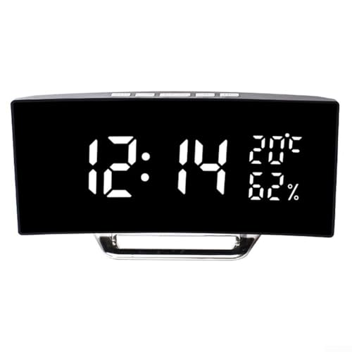 Elegante capacidad de carga USB en este innovador diseño de reloj despertador digital de pantalla curvada (blanco)