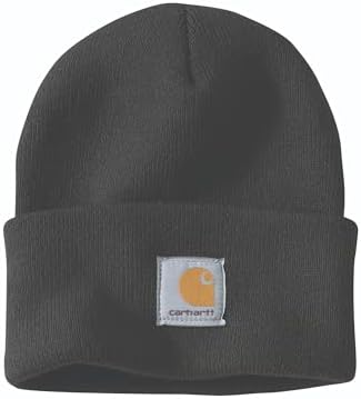 Carhartt Mens Knit Cuffed Beanie Hat, Black, One Size US