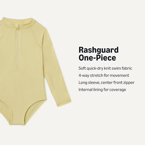 Image of Amazon Essentials Girls' Long Sleeve Rash Guard One-Piece Swimsuit