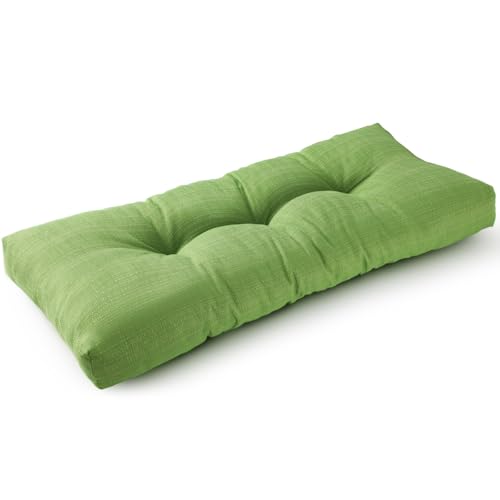 SUNROX LokGrip Non Slip Tufted Memory Foam Bench Cushion, FadeShield Water Resistant Durable Thicken Outdoor/Indoor Bench Seat Pads 48x16x4 inch, Apple Green