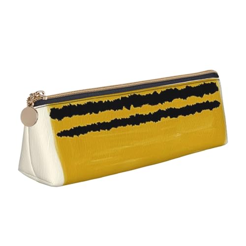 Astuccio per matite astuccio per penne triangolari portatile per ufficio scolastico senape stampate righe giallo pelle