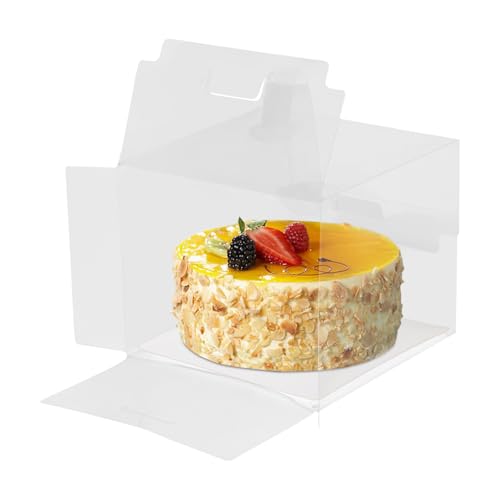 NAIXING Clear Cake Boxes, Disposable Cake Boxes, Food-grade, Sturdy Protection, PET Material, Perfect for Bakeries, Parties, and Special Occasions, 50-Pack Set