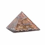 Beiger Quarz Orgonit Pyramide Hazel - Spiritueller Orgon Kristall mit Edelsteinen  Rutil  Haselnussquarz  Herkimer Diamant [Größe Mittel]