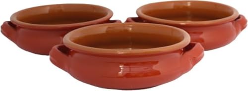 Set 3 Terrine in Terracotta Tegami Senza Coperchio Rossana Zuppiere con manici Colì Maioliche e Terrecotte dal 1650 Rosso 17x17x6 cm