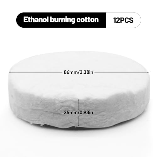 TETEWEVER 12 Stück Keramikwolle für Bioethanol 8,6×2,5cm Keramikwolle Rund Hitzebeständig Keramikschwamm für Bioethanol Kamin