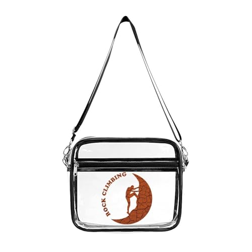 Rock Climbing Large Clear Stadium Bag Clear Mini Messenger Bags with 2 Compartments Crossbody Bag