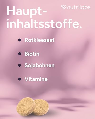 NutriLabs Östrofer Hormontabletten für Hündinnen 100 STK. - Gesundheitstabletten mit Rotkleesaat, Biotin etc. - Gesundheitsprodukte für Hunde - Nahrungsergänzungsmittel