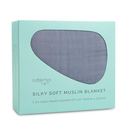 Image of Natemia Muslin Baby Blanket - Ultra Soft, Breathable Baby Blankets for Girls and Boys - Newborn Essentials- Multi-Purpose Stroller Cover, Play Mat, XL Swaddle - Cotton Rayon Blend- 47" x 47"