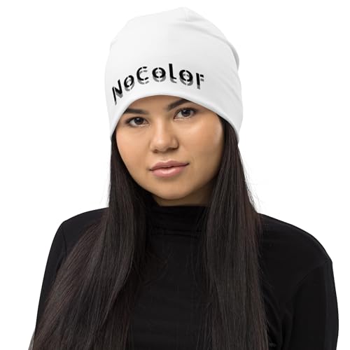Bonnet imprimé all-over blanc NoColor : bonnet d'hiver chaud et tendance