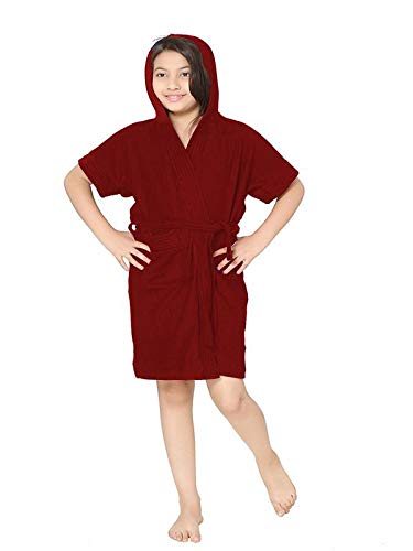 ELEVANTO Unisex Hooded Bathrobe for Boys - Girls(MEHROON)